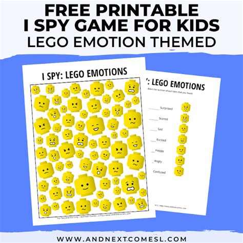 Lego Emotions Themed I Spy Game Free Printable For Kids And Next