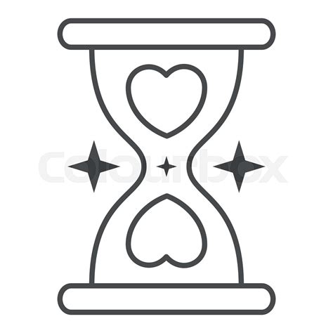 Hourglass With Heart Thin Line Icon Valentines Day Concept Sandclock