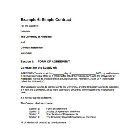 Free 19 Sample Basic Contract Templates In Ms Word Apple Pages
