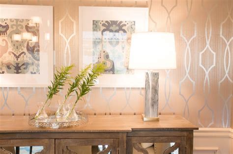 Glamorous Transitional Dining Room With Wallpaper Hgtv