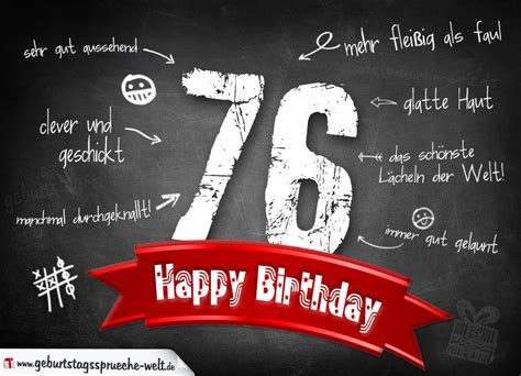 Komplimente Geburtstagskarte Zum 76 Geburtstag Happy Birthday