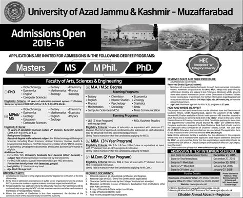 University Of Azad Jammu And Kashmir Ajku Muzaffarabad Admissions 2024