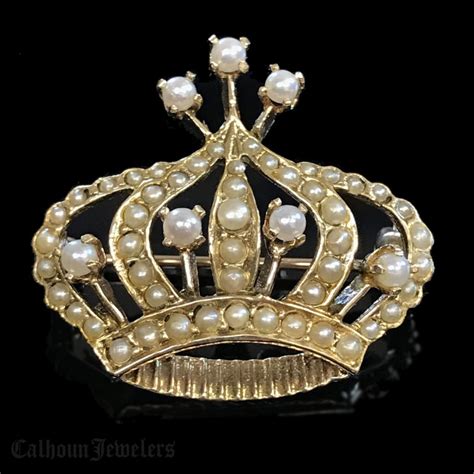 Natural Seed Pearl Crown Pin Calhoun Jewelers