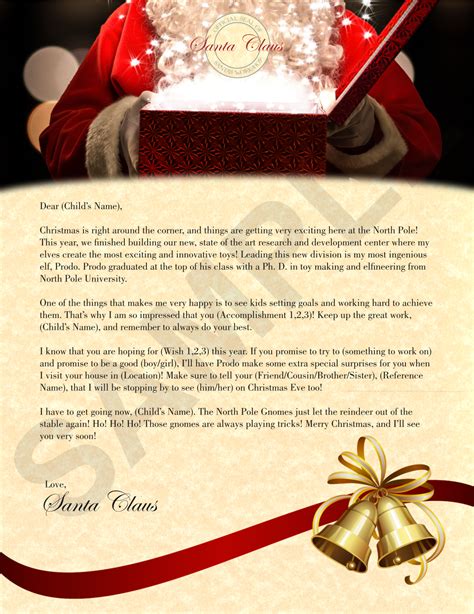 Personalized Letter From Santa Santa Surprise T And Holiday Bells