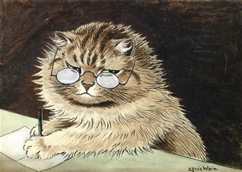 Don't miss what's happening in your neighborhood. Cat at work with glasses by Louis Wain on artnet