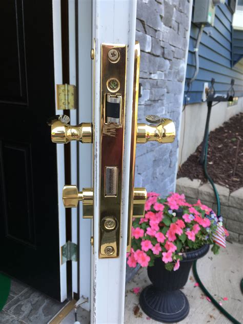 Pella Storm Door Hardware With Curved Handle And Mortise Lock Brass Ebay