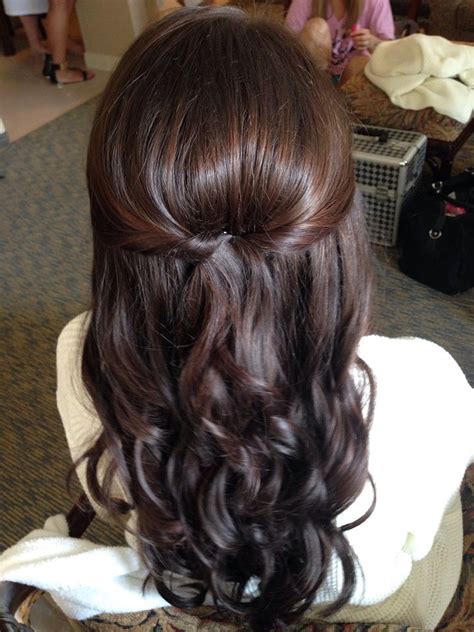Layered cut with curly hair: Pretty Half up half down hairstyles - partial updo wedding ...