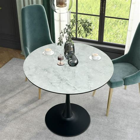 Enyopro Modern Faux Marble Gray Dining Table Breakfast Nook Dining