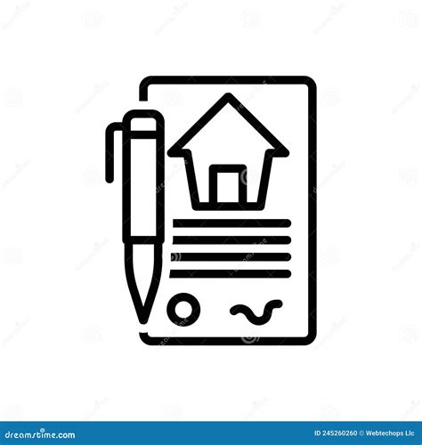 Black Line Icon For Lease Agreement And Application Stock Vector