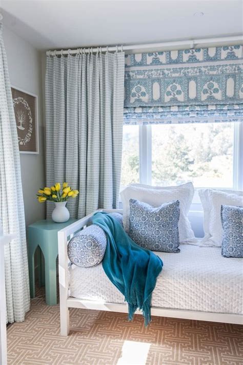 Pairing Patterned Roman Shades With Curtains More Window Ideas