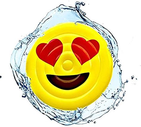 Premium 5 Ft Round Inflatable Heart Eyes Emoji Pool Float Raft With Free Pump Ages 5 128 In