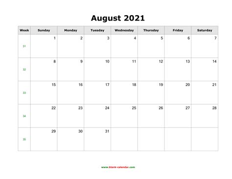 Just free download 2021 calendar file as pdf format open it in acrobat reader or another program that can display the pdf file format and print. Download August 2021 Blank Calendar (horizontal)