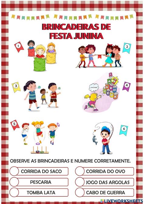 Brincadeiras De Festa Junina Online Worksheet For Ano You Can Do The Exercises Online Or