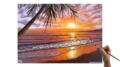 Acrylic Painting Tutorial Sunset Beach How To Paint A Sunset Beach