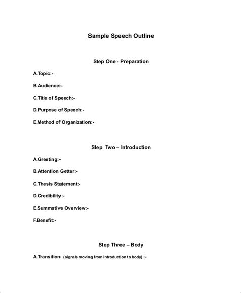 💌 Sample Speech Outline Template 29 Speech Outline Templates 2022 10 31