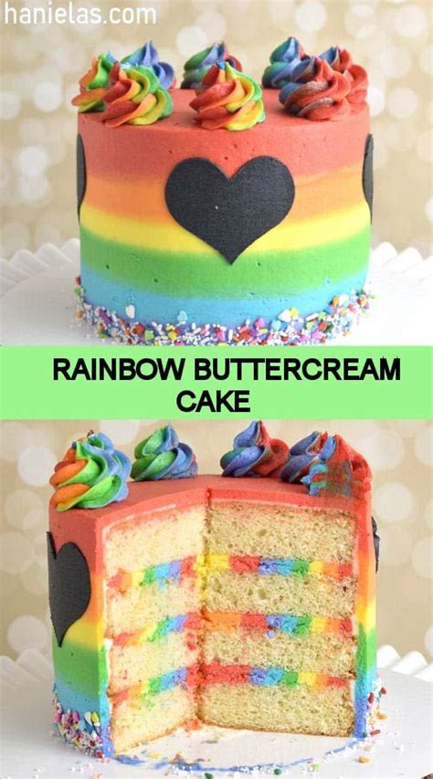 Easy Rainbow Buttercream Cake Hanielas Recipe Rainbow Sprinkle