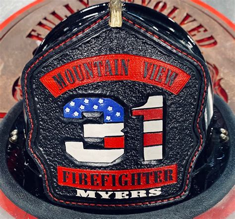 American Flag Custom Firefighter Custom Leather Fire Helmet Shield