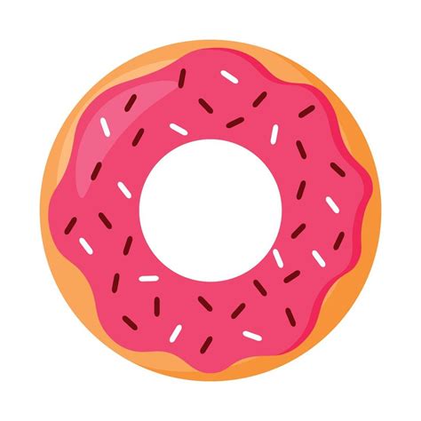 Pink Donut With Choco Sprinkles In Food Cartoon Animated Vector