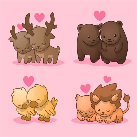Free Vector Cute Collection Of Animal Couples
