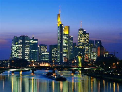 Skyline Night Frankfurt Germany Cityscape City
