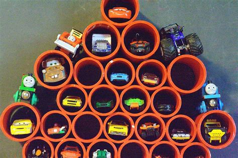 We used pvc pipe, pvc pipe cutter, & pcv glue. DIY Matchbox Car Storage Tutorial | The Gracious Wife