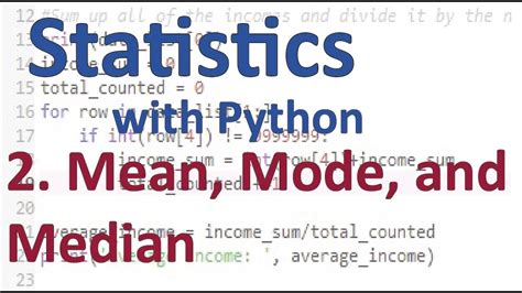 Mean Mode And Median With Python Youtube