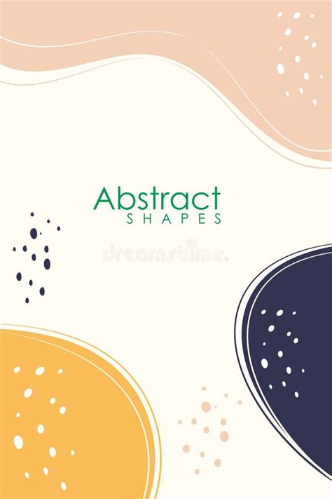 Stylish Templates With Organic Abstract Shapes And Line In Nude Pastel