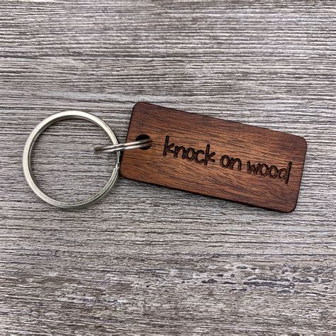Knock on Wood, Personalized Keychain, Wood Keychain, Custom Keychain, Engraved Keychain, Small ...