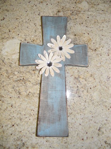 Wooden cross purchased from Hobby Lobby. I painted it, sanded it