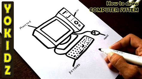 How To Draw Computer System Youtube
