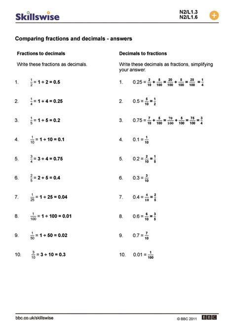30 Comparing Fractions Decimals And Percents Worksheets