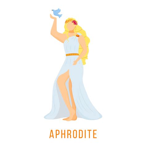 Aphrodite Flat Vector Illustration Ancient Greek Deity Goddess Of