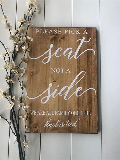 Rustic Wedding Sign Pick A Seat Not A Side Sign Rustic Wedding Decor