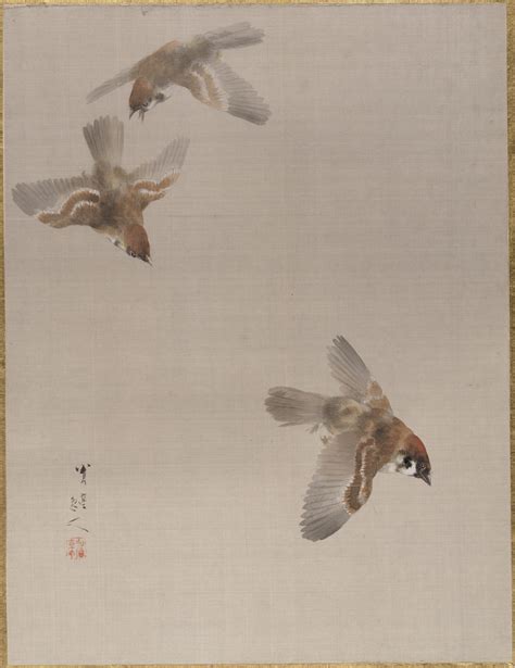 Watanabe Seitei Sparrows Flying Japan Meiji Period