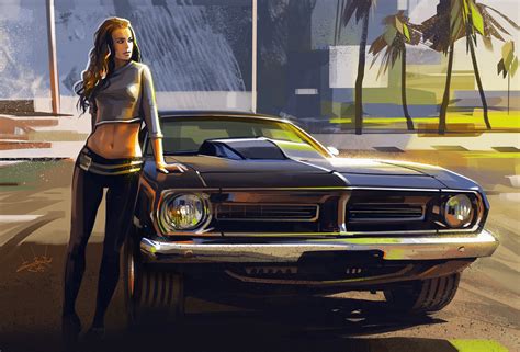 Artstation Car And Girl