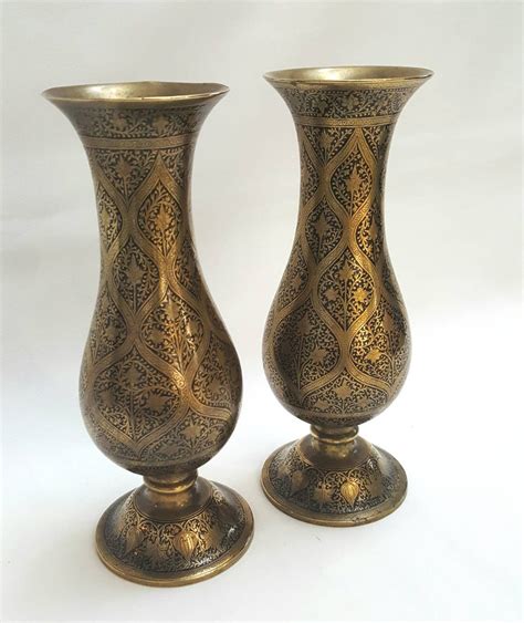 Antique Indian Brass Vases Showpiece Antiques