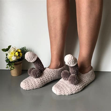 Crochet Slippers Peniscrochet Socks Dick Funny Socks For Etsy