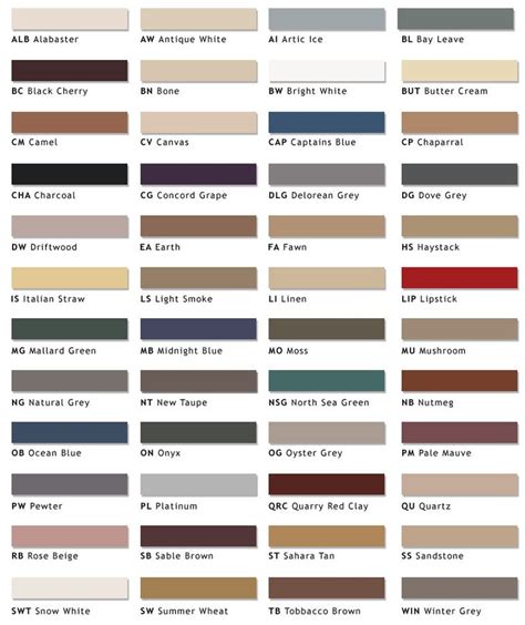 Tec Grout Colors Chart