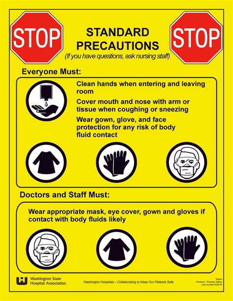 Isolation Precautions Signage Standard Washington State Hospital