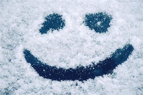 Happy Smiley Emoticon Face In Snow Stock Photo Image Of Emotion