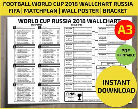 Make a qualifying deposit (min $10), place bets to deposit value, once they are settled, matched amount in bet credits available to use. Wallchart FIFA 2018 World Cup Russia PDF / Printable ...