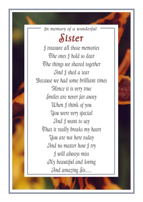 Sister Memorial Poems