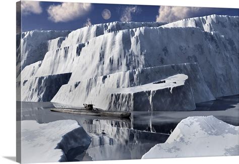 A Nazi German U Boa Making Its Way To The Mysterious Base 211 In The Antarctic Wall Art Canvas