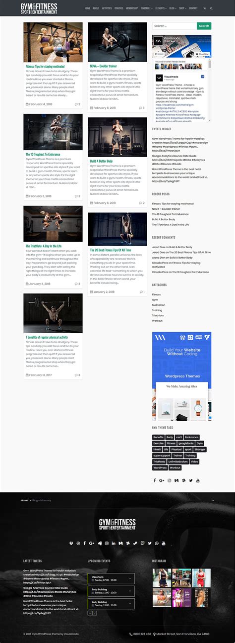Gym Wordpress Theme By Visualmodo On Behance