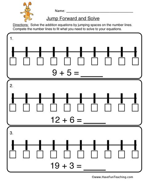 Number Line Jump Forward And Solve Worksheet • Have Fun Teaching