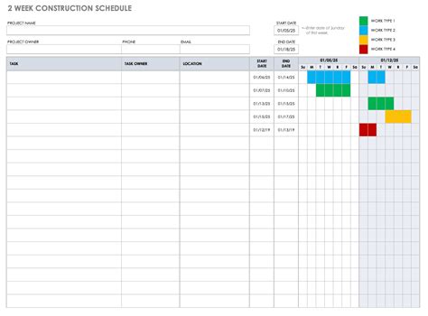 Construction Project Schedule Template Construction Schedule Template