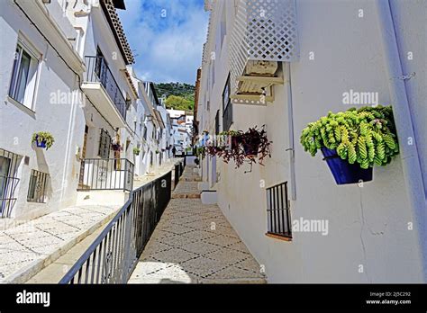 Mijas Whitewashed Streets Around The Calle De Pilar Malaga Spain In The