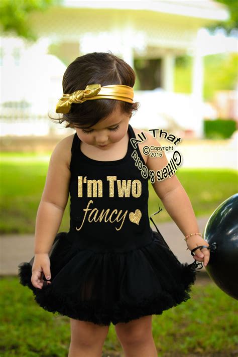 Cute 2nd Birthday Dresses Im Two Fancy Gold Glitter Black Second Birthday Tutu Dress