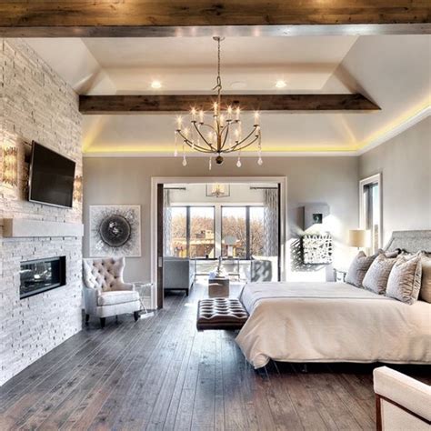 How big is the average master bedroom. It's all in the details! Loving the mix of stone fireplace ...