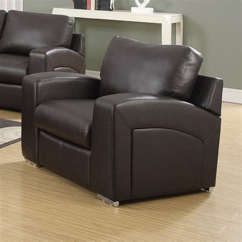 Monarch Specialties Casual Dark Brown Faux Leather Club Chair At